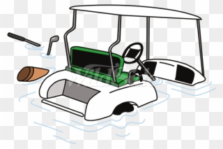 Golf Cart In Water - Golf Cart Clipart