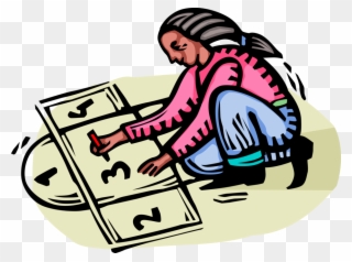 Vector Illustration Of Child Playing Hopscotch Children's Clipart