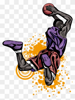 Basketball Player Slam Dunk Athlete - Basketball Dunk Logo Design Clipart
