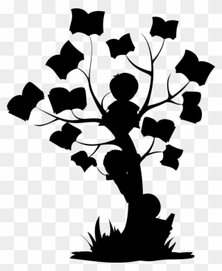 Kid Learning Silhouette - Clip Art Reading Books - Png Download
