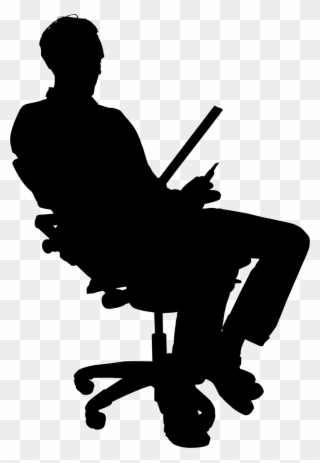 Sitting Man Silhouette - Person Sitting At Desk Png Clipart