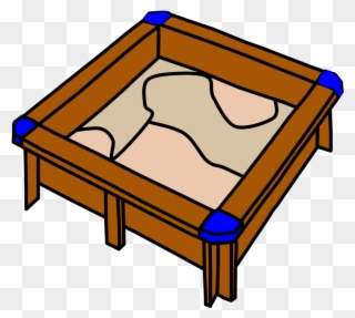 Sandbox, Square, Blue Seats, Brown Wood Clipart