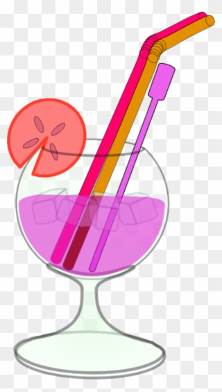 Glass Juice Straw Lemon Ice - Cocktail Clip Art - Png Download