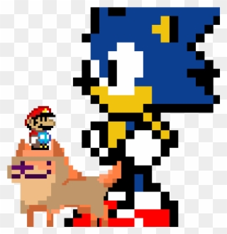 Sonic Super Star - Sonic Minecraft Pixel Art Clipart
