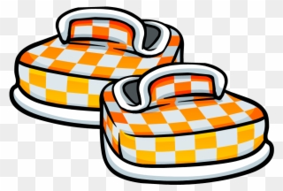 Dk Style Orange Checkered Shoes - Club Penguin Checkered Shoes Clipart