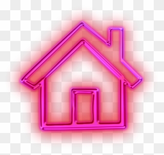 Neon Light Pink House Freetoedit - Pink Home Button Png Clipart