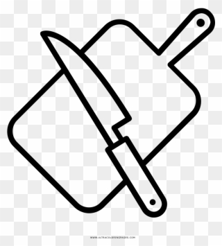 Chopping Board Coloring Page - Line Art Clipart