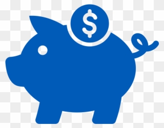 Icon Of Blue Piggy Bank With Money - Save Money Icon Png Clipart