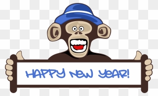 Happy New Year Monkey 2018 Clipart