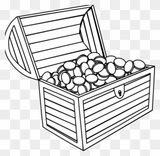 Treasure Chest Clip Art Coloring Page - Treasure Clipart Black And White - Png Download