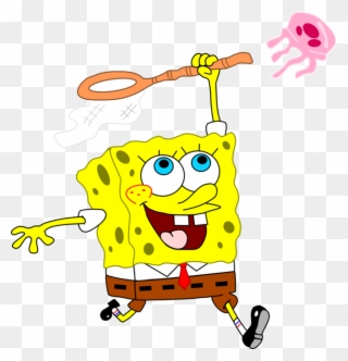 Drawing Spongebob Jellyfish 1 Clipart - Spongebob With Net Png Transparent Png