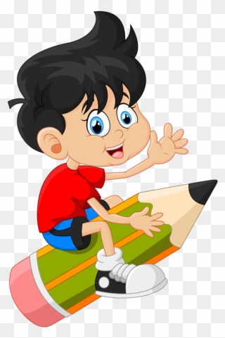 Escola & Formatura Clip Art School, School Clipart, - Boy Sitting On Pencil Hd Cartoon - Png Download