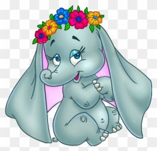 Baby Elephant With Flowers - Baby Elephant With Flower Clipart