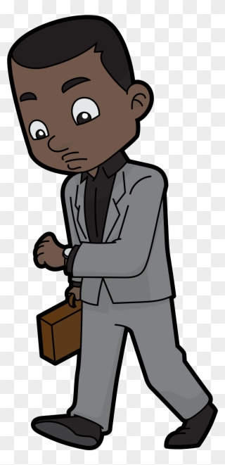 Vector Transparent File Cartoon Black Checking - Black Businessman Cartoon Character Clipart