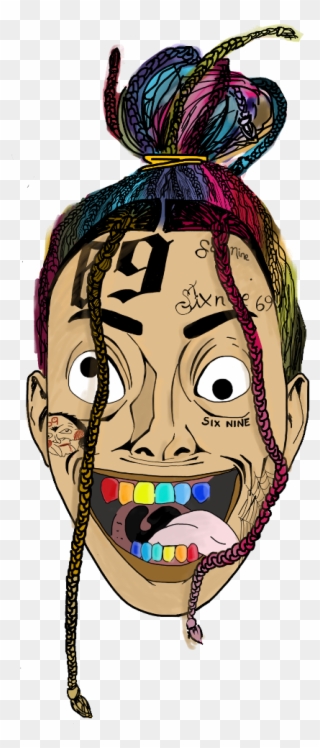 Banner Black And White Ix Ine Creepy - 6ix9ine Cartoon Clipart