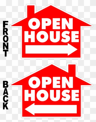 Open House House Shaped Yard Sign - House Vector Clipart