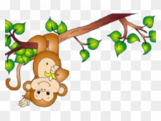 Pretty Clipart Vine - Monkey On Tree Clipart - Png Download
