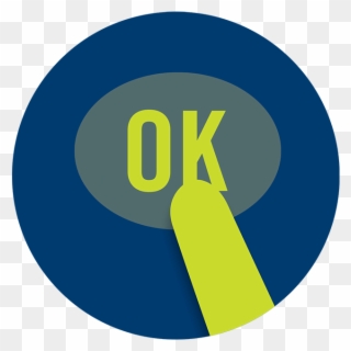 A Finger Touches A Button Labelled “ok” - Circle Clipart