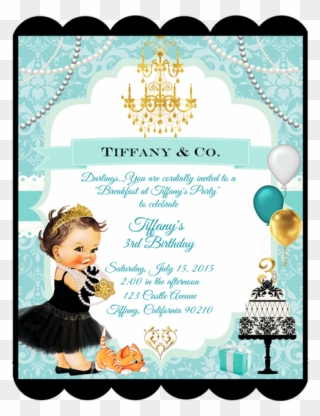 Breakfast At Tiffany Girl's Birthday Invitation - Christmas Card Clipart