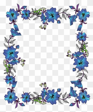 Flower Picture Frame Clip Art Chinese Blue Ⓒ - Blue Floral Frame Png Transparent Png