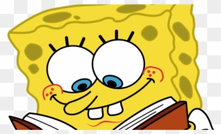 Sponge Bob Clip Art - Cartoon Spongebob Reading A Book - Png Download