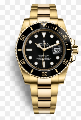 Submariner Watch Rolex Gold Colored Free Transparent - Rolex Gmt Gold Clipart