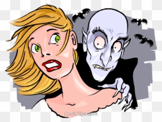 Fangs Clipart Vampire Face - Vampire Biting Neck Cartoon - Png Download