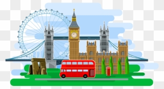 London Directory Main Bus Booth Westminster Bridge - Illustration Clipart