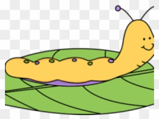 Caterpillar Clipart Long - Clipart Worm On The Leaf - Png Download