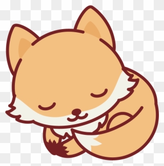 Sleeping Nerdy Fox - Kawaii Cute Fox Drawing Clipart