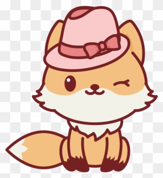 Winking Nerdy Fox - Kawaii Cute Animals Cartoon Clipart