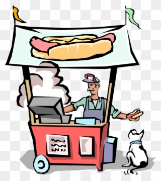 Vector Illustration Of Street Food Vendor Chef Serves - Higiene De Alimentos Y Bebidas Gif Clipart