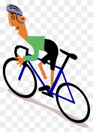Vector Illustration Of Racing Cyclist Rides His Bicycle - Cyclist Cartoon Clipart