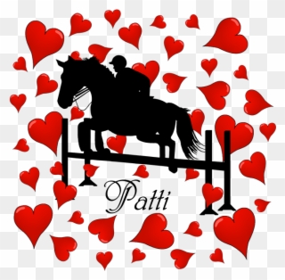 Fun Horse Jumper And Hearts Drinking Glass - Mare Clipart