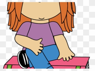 Little Girl Clipart Study - Criss Cross Clipart Cartoon - Png Download