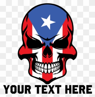 Puerto Rican Flag Skull Drinking Glass - Puerto Rico Skull Decal Clipart