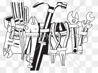 Tool Belt Cliparts - Tool Belt Clipart Black And White - Png Download