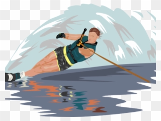 Ski Clipart Cartoon Water - Stick Person Cartoon Slalom Ski Water - Png Download