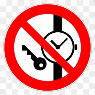 Mitführen Von Metallteilen Oder Uhren Verboten, Verbotszeichen - Links Clipart