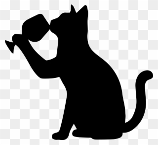 Cat Drinking Wine Opposite - Cat Jumps Clipart
