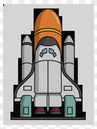 Free Clip Art Of A Cute Red Retro Space Rocket Preparing - Space Shuttle Cartoon - Png Download