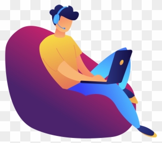 1 - Guys On Bean Bag With Laptop In Vector Clipart