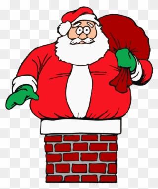 Father Christmas Stuck In Chimney Clipart