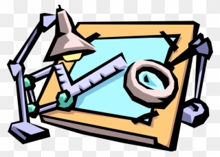 Vector Illustration Of Drafting Table Used By Draftsman - Technical Drafting Gif Clipart
