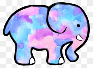 Watercolor Sticker - Free Black And White Elephant Clip Art - Png Download
