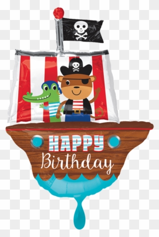 Happy Birthday Piratenschiff - Happy Birthday Piraat Clipart