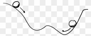 Balls Rolling On A Hill Demonstrate Potential Energy - Line Art Clipart