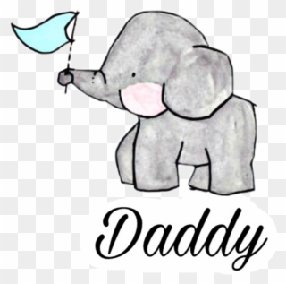 Daddy Sticker - Family Of Elephants Cartoon Clipart