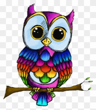 Scowls Sticker - Rainbow Owl Png Clipart