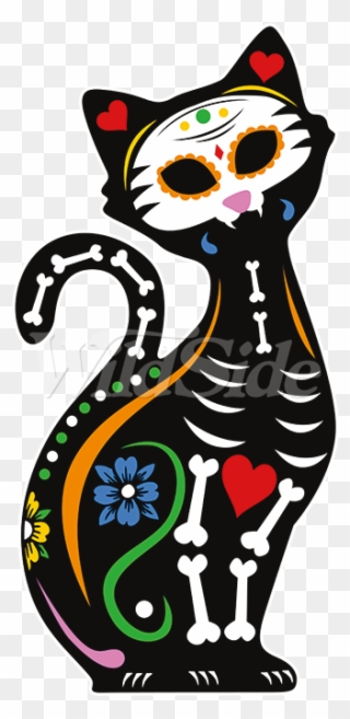 Day Of The Dead Cat - Cat Yawns Clipart